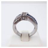 Blue & White Twist Silver Ring - Size 7.25 Blue & White Twist Silver Ring - Size 7.25