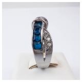 Blue & White Twist Silver Ring - Size 7.25 Blue & White Twist Silver Ring - Size 7.25
