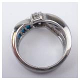 Blue & White Twist Silver Ring - Size 7.25 Blue & White Twist Silver Ring - Size 7.25