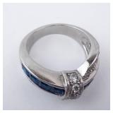 Blue & White Twist Silver Ring - Size 7.25 Blue & White Twist Silver Ring - Size 7.25