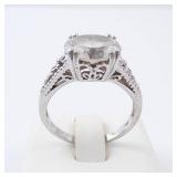 CZ Sterling Silver Ring Size 8 - Oval Center Stone, Vintage Filigree Band CZ Sterling Silver Ring Size 8 - Oval Center Stone, Vintage Filigree Band