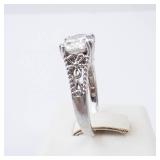 CZ Sterling Silver Ring Size 8 - Oval Center Stone, Vintage Filigree Band CZ Sterling Silver Ring Size 8 - Oval Center Stone, Vintage Filigree Band