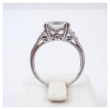 CZ Sterling Silver Ring Size 8 - Oval Center Stone, Vintage Filigree Band CZ Sterling Silver Ring Size 8 - Oval Center Stone, Vintage Filigree Band