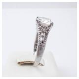 CZ Sterling Silver Ring Size 8 - Oval Center Stone, Vintage Filigree Band CZ Sterling Silver Ring Size 8 - Oval Center Stone, Vintage Filigree Band