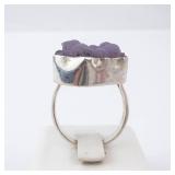 Grape Agate Sterling Silver Statement Ring - Size 8 Grape Agate Sterling Silver Statement Ring - Size 8