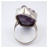 Grape Agate Sterling Silver Statement Ring - Size 8 Grape Agate Sterling Silver Statement Ring - Size 8