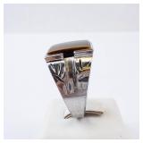 Men's Tiger's Eye Silver Tone Cocktail Ring - Size 11.5 Men's Tiger's Eye Silver Tone Cocktail Ring - Size 11.5