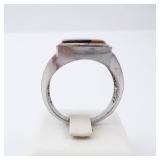 Men's Tiger's Eye Silver Tone Cocktail Ring - Size 11.5 Men's Tiger's Eye Silver Tone Cocktail Ring - Size 11.5