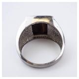 Men's Tiger's Eye Silver Tone Cocktail Ring - Size 11.5 Men's Tiger's Eye Silver Tone Cocktail Ring - Size 11.5