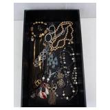 Assorted Jewelry Mix: Pearl Necklace, Turquoise Teardrop Accents & Silver Bead Chains Assorted Jewelry Mix: Pearl Necklace, Turquoise Teardrop Accents & Silver Bead Chains