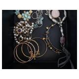 Turquoise Flower Pendants, Pink Cord Necklaces & Beaded Bracelets - Assorted Jewelry Set Turquoise Flower Pendants, Pink Cord Necklaces & Beaded Bracelets - Assorted Jewelry Set