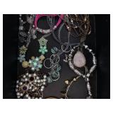 Turquoise Flower Pendants, Pink Cord Necklaces & Beaded Bracelets - Assorted Jewelry Set Turquoise Flower Pendants, Pink Cord Necklaces & Beaded Bracelets - Assorted Jewelry Set