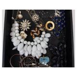 Costume Jewelry Tray - White Bead Necklace, Turquoise Pendant, Bangles Costume Jewelry Tray - White Bead Necklace, Turquoise Pendant, Bangles