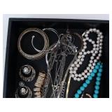 Costume Jewelry Assortment - Turquoise Bead Necklace, Pearl Strand, Red Gem Pendant & More Costume Jewelry Assortment - Turquoise Bead Necklace, Pearl Strand, Red Gem Pendant & More