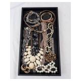 Assorted Fashion Jewelry - Pearl Bead Necklace, Cream Beads, Gold-Tone Bracelets Assorted Fashion Jewelry - Pearl Bead Necklace, Cream Beads, Gold-Tone Bracelets