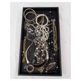 Assorted Gold-Tone Jewelry Tray - Bangles, Pearl Necklaces & Beads Assorted Gold-Tone Jewelry Tray - Bangles, Pearl Necklaces & Beads