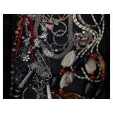 Assorted Costume Jewelry - Necklaces, Bracelets & Beads in Display Box Assorted Costume Jewelry - Necklaces, Bracelets & Beads in Display Box