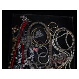 Assorted Costume Jewelry - Necklaces, Bracelets & Beads in Display Box Assorted Costume Jewelry - Necklaces, Bracelets & Beads in Display Box