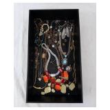 Necklaces & Beads - Turquoise-Tone Pendants, Red/Orange Glass & Silver Chains Necklaces & Beads - Turquoise-Tone Pendants, Red/Orange Glass & Silver Chains