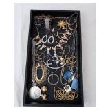Costume Jewelry Lot - Gold & Silver Chains, Crystals, Pearl Accents, Blue Stone Pendants Costume Jewelry Lot - Gold & Silver Chains, Crystals, Pearl Accents, Blue Stone Pendants