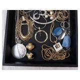 Costume Jewelry Lot - Gold & Silver Chains, Crystals, Pearl Accents, Blue Stone Pendants Costume Jewelry Lot - Gold & Silver Chains, Crystals, Pearl Accents, Blue Stone Pendants
