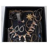 Costume Jewelry Lot - Gold & Silver Chains, Crystals, Pearl Accents, Blue Stone Pendants Costume Jewelry Lot - Gold & Silver Chains, Crystals, Pearl Accents, Blue Stone Pendants