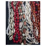 Beaded Necklaces Assorted Bead Strands - Shell, Glass, Wood, Stone Beads Beaded Necklaces Assorted Bead Strands - Shell, Glass, Wood, Stone Beads