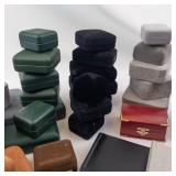 Used Assorted Velvet Jewelry Boxes & Pouches - Ring Boxes in Green, Black, Gray, Tan Used Assorted Velvet Jewelry Boxes & Pouches - Ring Boxes in Green, Black, Gray, Tan