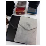 Used Assorted Velvet Jewelry Boxes & Pouches - Ring Boxes in Green, Black, Gray, Tan Used Assorted Velvet Jewelry Boxes & Pouches - Ring Boxes in Green, Black, Gray, Tan