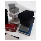 Used Assorted Velvet Jewelry Boxes & Pouches - Ring Boxes in Green, Black, Gray, Tan Used Assorted Velvet Jewelry Boxes & Pouches - Ring Boxes in Green, Black, Gray, Tan