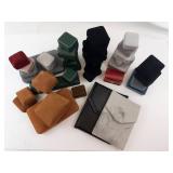 Used Assorted Velvet Jewelry Boxes & Pouches - Ring Boxes in Green, Black, Gray, Tan Used Assorted Velvet Jewelry Boxes & Pouches - Ring Boxes in Green, Black, Gray, Tan
