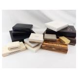 Assorted Jewelry Boxes & Cases - Leather, Wood & Cardboard, Mixed Brands & Sizes Assorted Jewelry Boxes & Cases - Leather, Wood & Cardboard, Mixed Brands & Sizes