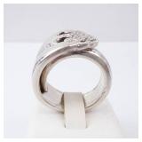 Edwards England Spoon Ring - Handmade Silvertone Floral Bouquet Top Edwards England Spoon Ring - Handmade Silvertone Floral Bouquet Top