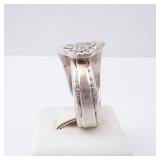 Edwards England Spoon Ring - Handmade Silvertone Floral Bouquet Top Edwards England Spoon Ring - Handmade Silvertone Floral Bouquet Top