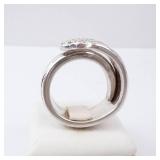 Edwards England Spoon Ring - Handmade Silvertone Floral Bouquet Top Edwards England Spoon Ring - Handmade Silvertone Floral Bouquet Top