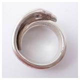 Edwards England Spoon Ring - Handmade Silvertone Floral Bouquet Top Edwards England Spoon Ring - Handmade Silvertone Floral Bouquet Top