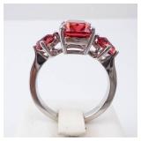 BBJ Sterling Silver Ring - Red Center Gemstone, Size 8.75 BBJ Sterling Silver Ring - Red Center Gemstone, Size 8.75