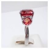 BBJ Sterling Silver Ring - Red Center Gemstone, Size 8.75 BBJ Sterling Silver Ring - Red Center Gemstone, Size 8.75