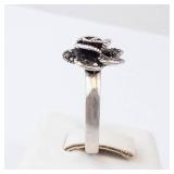 Marcasite Sterling Silver Rose Ring - Vintage Floral Band Marcasite Sterling Silver Rose Ring - Vintage Floral Band