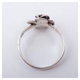 Marcasite Sterling Silver Rose Ring - Vintage Floral Band Marcasite Sterling Silver Rose Ring - Vintage Floral Band