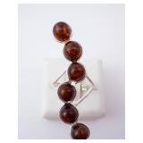 Amber Sterling Silver Ring - Cognac Amber Beads. Size 8.5. Amber Sterling Silver Ring - Cognac Amber Beads. Size 8.5.