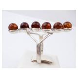 Amber Sterling Silver Ring - Cognac Amber Beads. Size 8.5. Amber Sterling Silver Ring - Cognac Amber Beads. Size 8.5.
