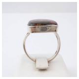 Agate Sterling Silver Ring - Brown Cabochon with Red-Orange Matrix. Size 9. Agate Sterling Silver Ring - Brown Cabochon with Red-Orange Matrix. Size 9.