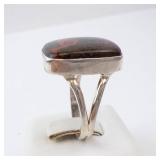 Agate Sterling Silver Ring - Brown Cabochon with Red-Orange Matrix. Size 9. Agate Sterling Silver Ring - Brown Cabochon with Red-Orange Matrix. Size 9.