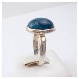 Sterling Silver Ring - Blue Cabochon -Size 8.25 Sterling Silver Ring - Blue Cabochon -Size 8.25