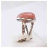 Pink Agate Sterling Silver Ring - Size 8.25 Pink Agate Sterling Silver Ring - Size 8.25
