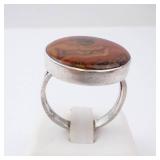 Sterling Silver Ring with Agate - Size 9 Sterling Silver Ring with Agate - Size 9