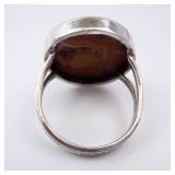 Sterling Silver Ring with Agate - Size 9 Sterling Silver Ring with Agate - Size 9