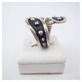 Sterling Silver Wrap Ring with Black Enamel & Bead Accents. Size 8 Sterling Silver Wrap Ring with Black Enamel & Bead Accents. Size 8