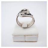 Sterling Silver Wrap Ring with Black Enamel & Bead Accents. Size 8 Sterling Silver Wrap Ring with Black Enamel & Bead Accents. Size 8